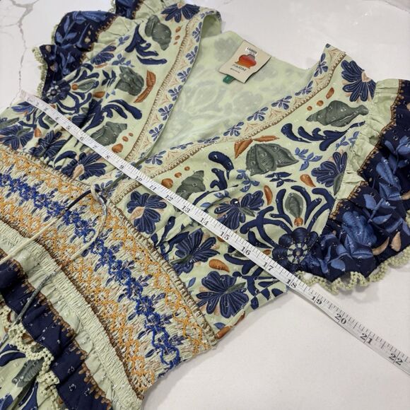 Farm Rio Dress Size Large Ocean Tapestry Midi Sleeveless Boho Anthropologie - Picture 6 of 12